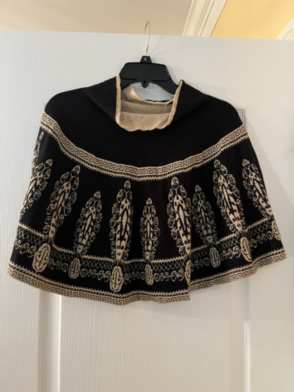 Black Embroidered Statement Cape/Shawl/Top – Gold Detailing